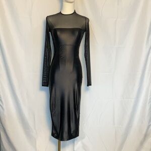 Paco Rabanne sheer top & sleeve black dress size small